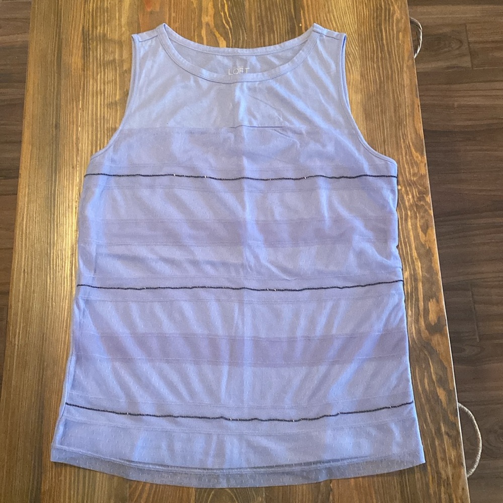 Loft periwinkle tank beaded rope stripe